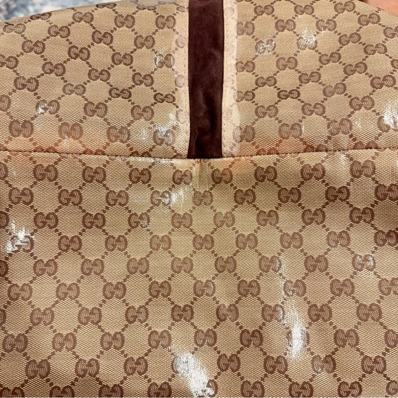 Authentic Gucci Beige Ebony GG Crystal Canvas Babouska Heart Tote Bag Large - Picture 12 of 14